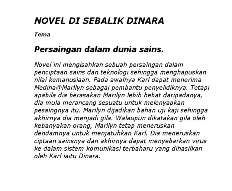 Novel Tingkatan 4 Di Sebalik Dinara - malaysiut