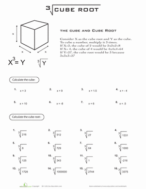 Cube Roots Worksheet Pdf - worksheet