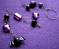 Purple Bat Dangle - a beaded Halloween decoration