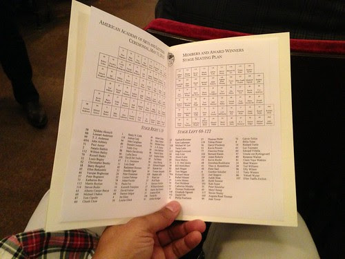 Seating chart, American Academy of Arts and Letters Ceremonial