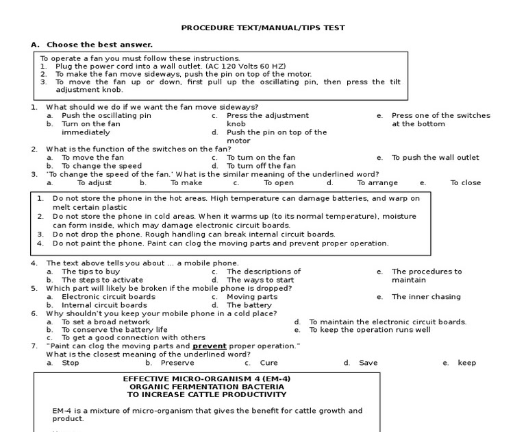 contoh soal essay procedure text how to use