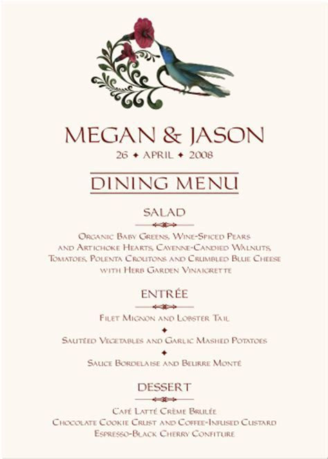 Bird Themed Wedding Menu Cards Vintage Monogram Menu Cards Bird Themed Wedding Menu Cards Vintage Monogram Menu Cards