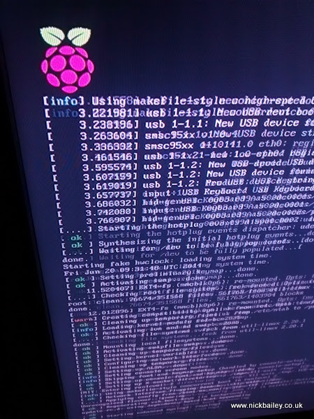 Raspberry Pi first boot. © Nick Bailey