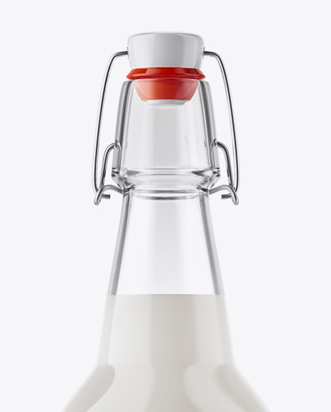 Download Download Clear Glass Milk Bottle With Clamp Lid Psd Clear Glass Milk Bottle With Clamp Lid In Bottle Mockups On Yellow A Collection Of Free Premium Photoshop Smart Object Showcase PSD Mockup Templates