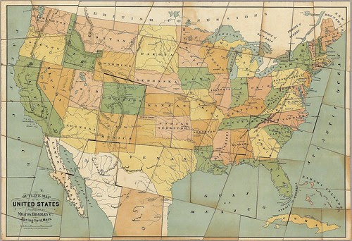 Dissected Outline Map of the United States of America (Milton Bradley 1880)