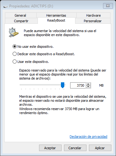 ReadyBoost para USB