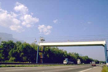 Aerial ropeway grenoble france bridge over highway Aerial ropeway grenoble france bridge over highway