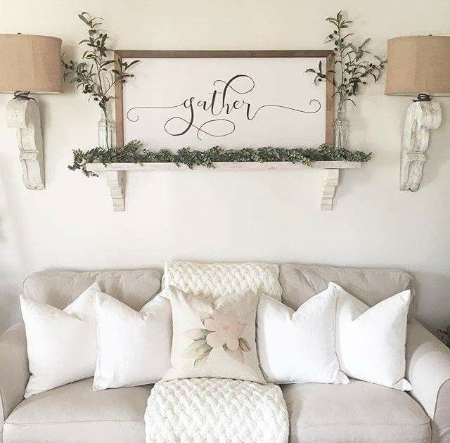 Unique Farmhouse Wall Art Above Couch with Simple Decor