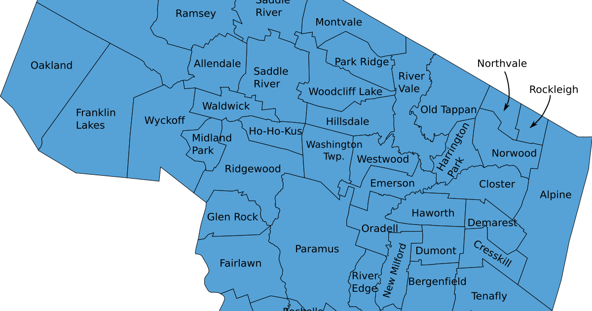 Map Of Bergen County Nj Towns Maps For You