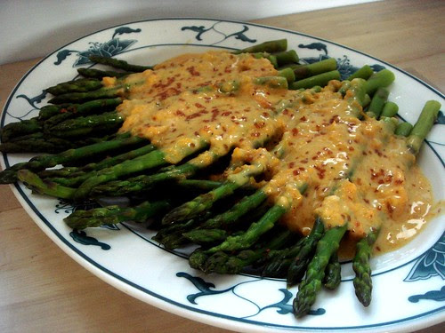 asparagus with butternut squash aioli and red gold sea salt.