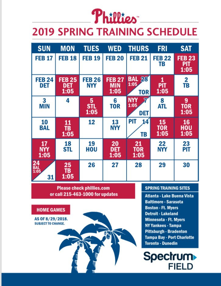 Philadelphia Eagles Schedule 2019 Printable
