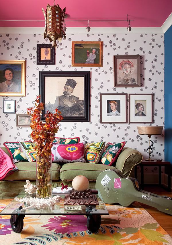 http://www.pinterest.com/pin/58828338857063571/ pink ceiling #bohemian