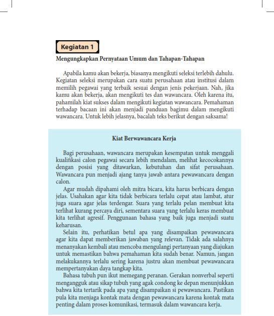 Pernyataan Umum Kiat Berwawancara Kerja Himpunan Soal