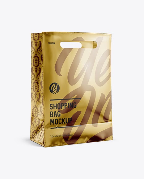 Download Metallic Shopping Bag Mockup Halfside View Eye Level Shot Bag Amp Sack Mockups PSD Mockup Templates