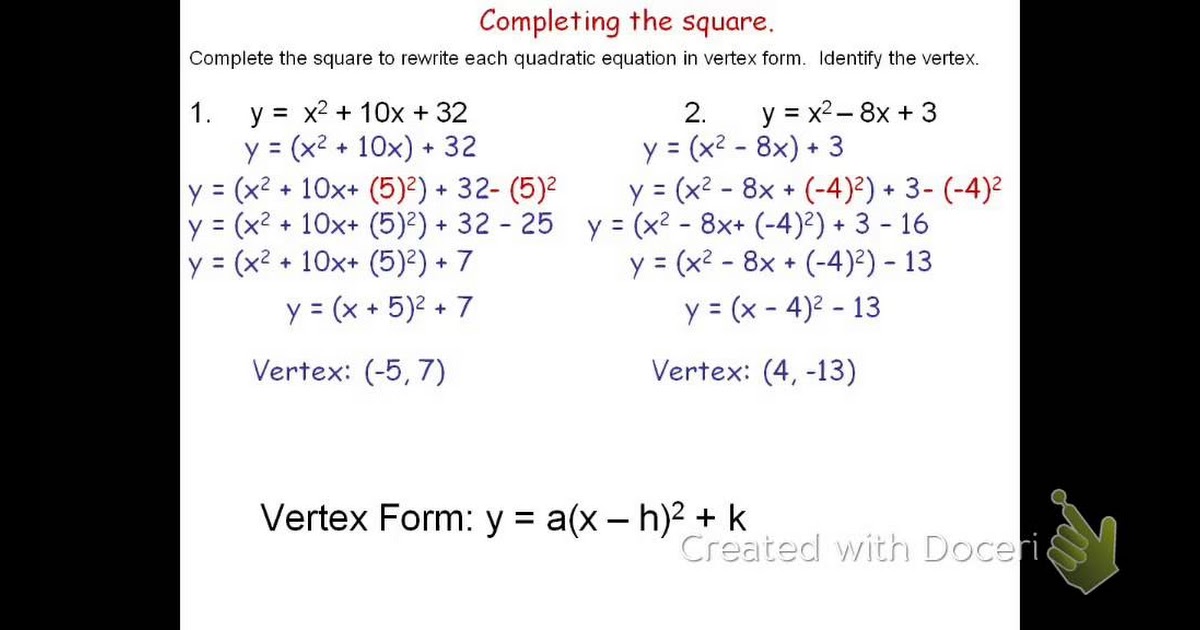 How To S Wiki How To Complete The Square To Find Vertex Form