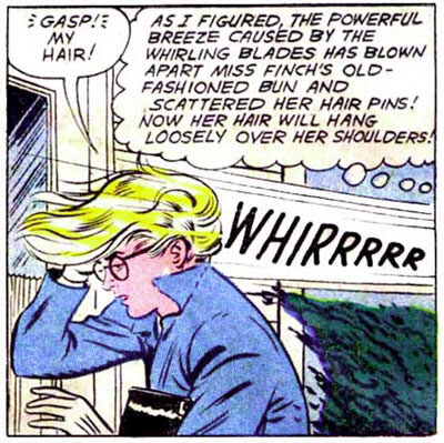 'Oh no! I blew it completely off! Gee, I don't have good luck with this hair thing, do I?'
