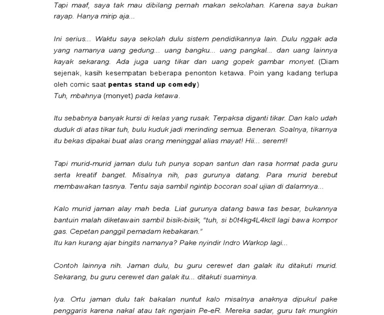 Materi Stand Up Comedy Galau Berkas Sekolah