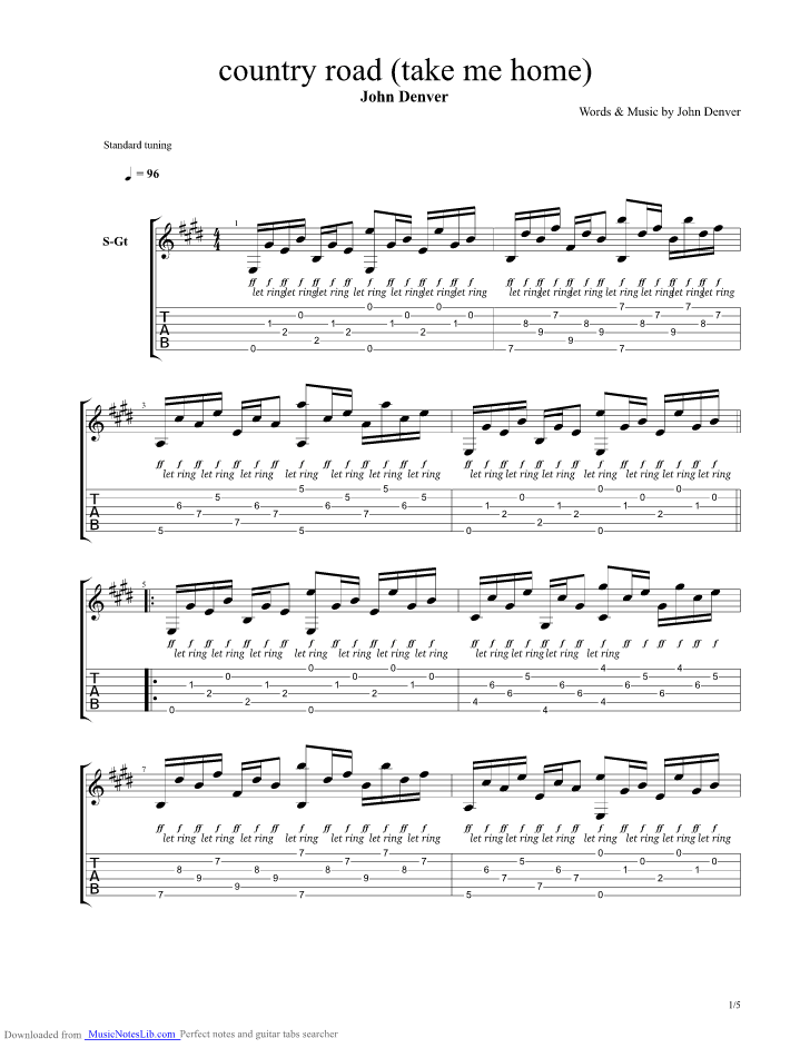 Country Roads Chords / Take Me Home, Country Roads by John Denver