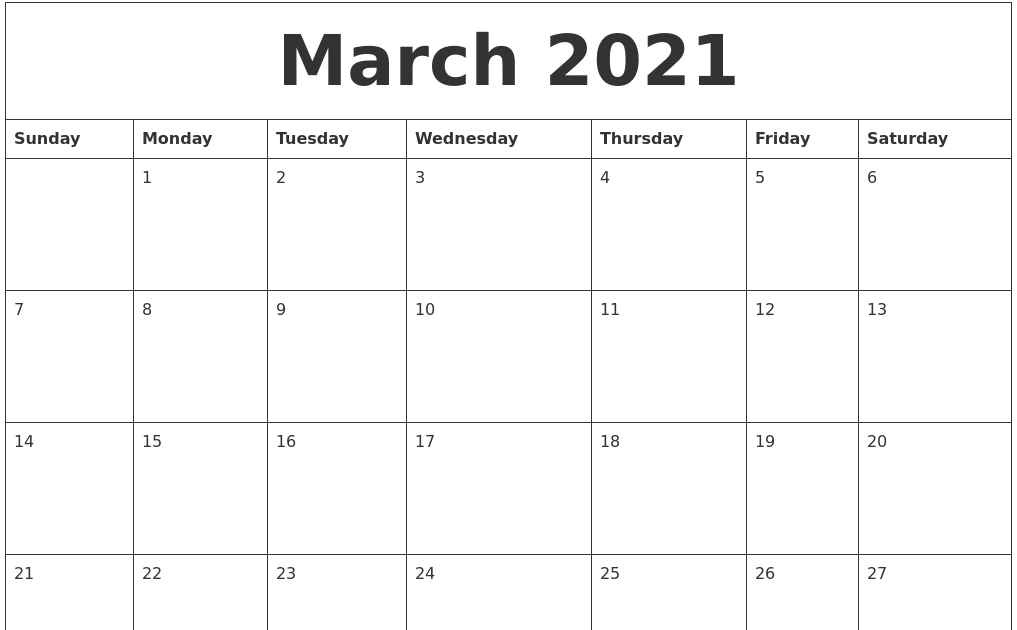 Print March 2021 Calendar Lunar Calendar.