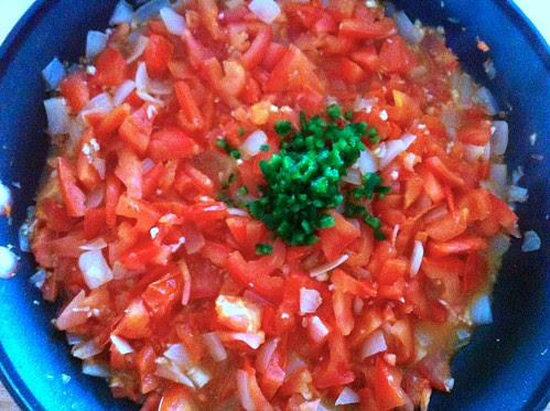 Minced Jalepeno Added to Tomatoes and Onions