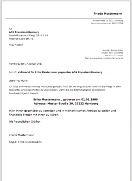 Vollmacht Aok Vorlage / Vollmacht Krankenkasse Aok Muster Pdf