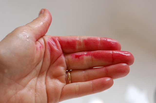 Beet Blood on my Hands by Eve Fox, Garden of Eating blog, copyright 2011