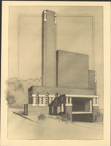 Perspective view of incinerator, Thebarton, South Australia, ca. 1937