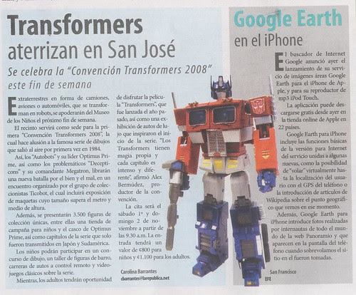 Ticobot anunciado en La República del 28-Oct-2008