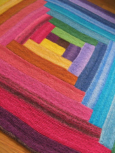 Baby's Handspun Rainbow Log Cabin Blanket