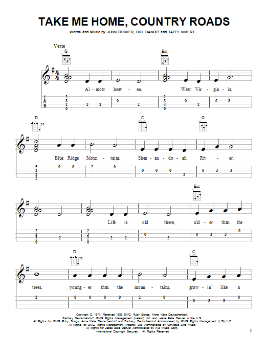 Take Me Home Ukulele Chords - Sheet and Chords Collection
