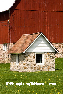 Stone Milkhouse on Sunny Spring Day, Sauk County, Wisconsin