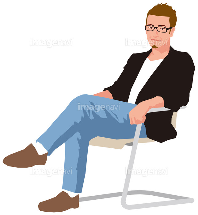 無料イラスト画像 新着椅子 座る イラスト 男