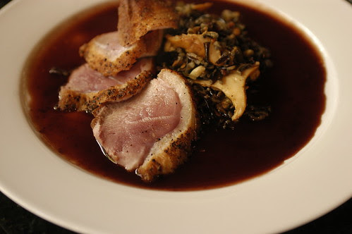 seared duck breast with wild rice
