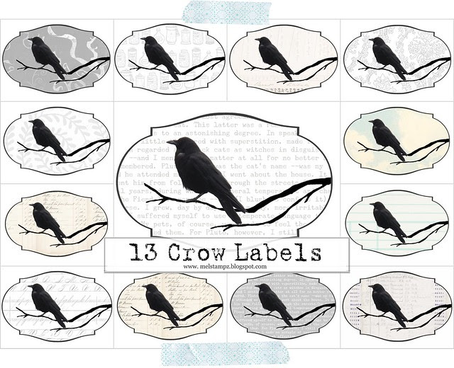13 Crow Labels collage mel stampz