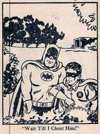 'You mean 'hit' or 'punch,' Batman?' 'A wide vocabulary is the path to enlightenment in this modern world, Robin.' 'Holy Roget's, you're right!' Batman: The Cheetah Caper