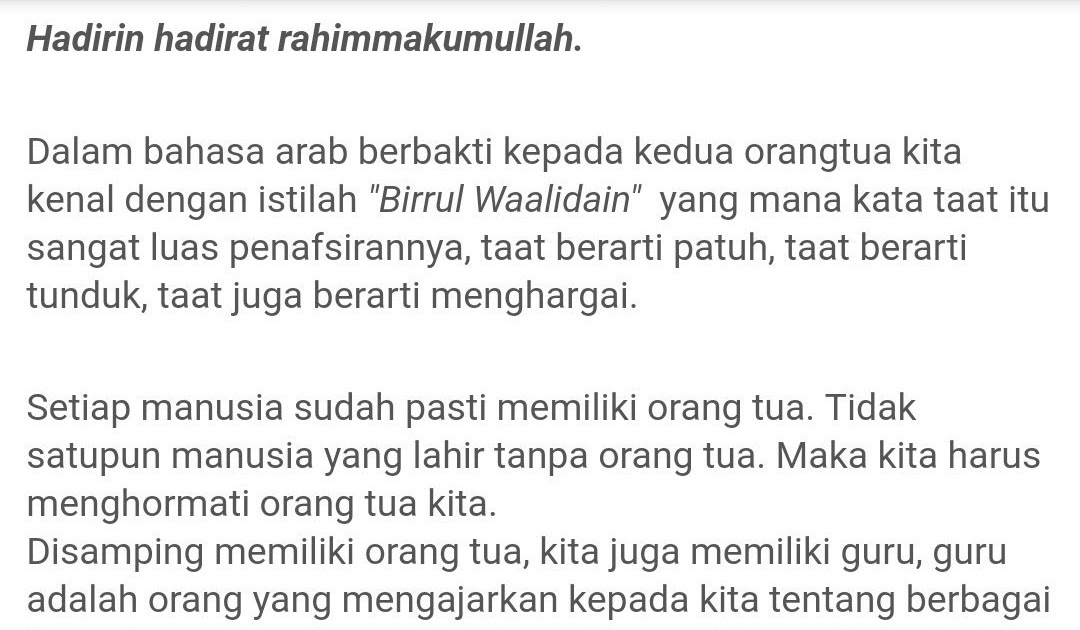 Teks pidato menghormati dan menyayangi orang tua dan guru