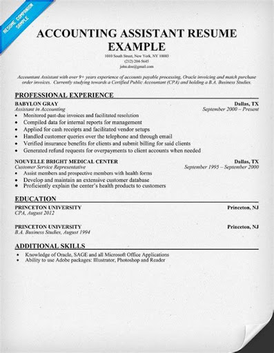 Sample Resume Accountant Assistant