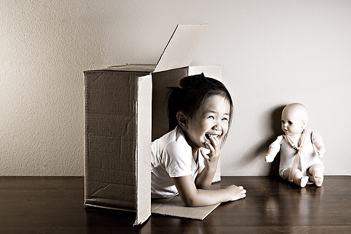 Little girl in box