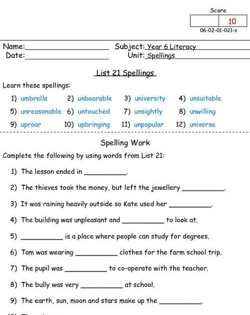 Year 1 English Worksheets Uk