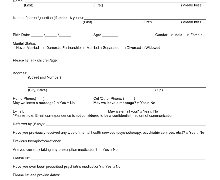 Legal Client Intake Form Template Word 20 Printable client intake