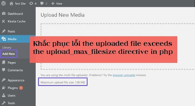 Sửa lỗi the uploaded file exceeds the upload_max_filesize directive in php.ini