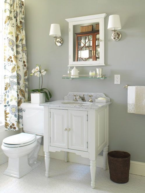 Farrow & Ball grey paint in Lamp Room Gray bathroom