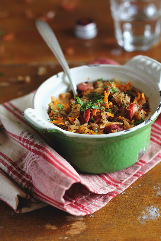 Stewed Cabbage with Lentil and Sausages