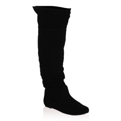 black suede over knee flat boots