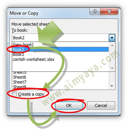 Gambar: Cara memindahkan sheet ke workbook lain yang berbeda di Microsoft Excel