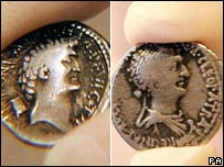 Images of Antony, left and Cleopatra