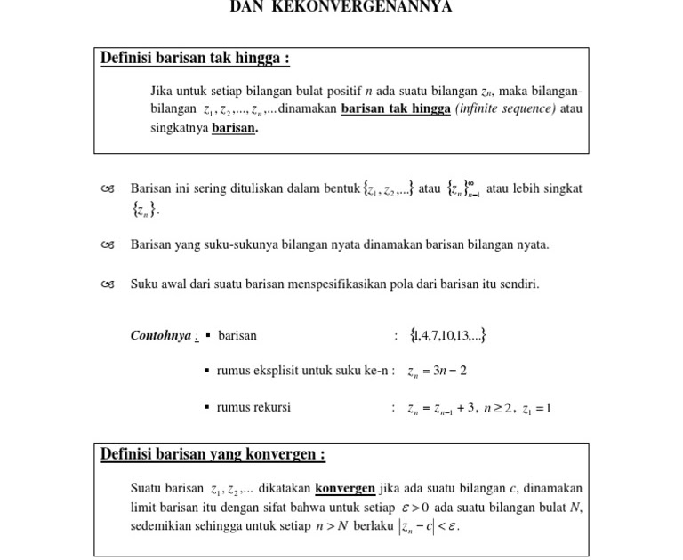 Contoh Soal Barisan Konvergen Dan Divergen Contoh Soal