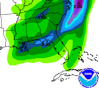 Latest QPF Numbers from NOAA GFS Model Run 
Graphic Courtesy NOAA