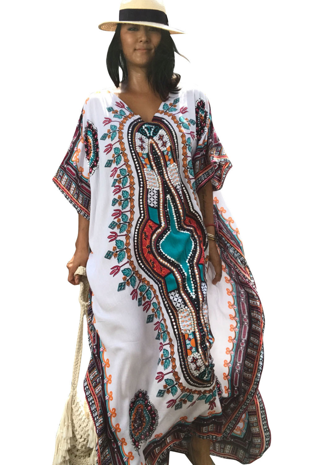 Ailunsnika New Arrival Women Summer African Ethnic Print Kaftan Maxi ...