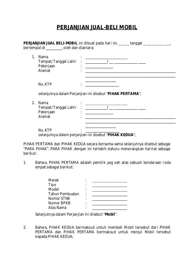 Contoh Surat Jual Beli Motor Resmi Contoh Surat